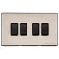 Vintage Range Satin Nickel Switches & Sockets, X05 - 4 Gang Rocker Switch by Heritage Brass By M-Marcus