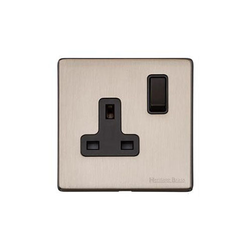 Vintage Range Satin Nickel Switches & Sockets, X05 - Single Socket (13 Amp) by Heritage Brass By M-Marcus