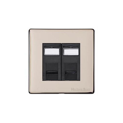 Vintage Range Satin Nickel Switches & Sockets, X05 - 2 Gang Secondary Line Socket by Heritage Brass By M-Marcus