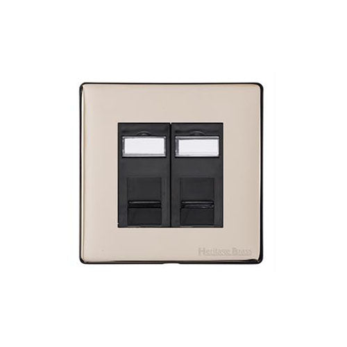 Vintage Range Satin Nickel Switches & Sockets, X05 - 2 Gang CAT6 by Heritage Brass By M-Marcus