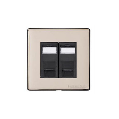 Vintage Range Satin Nickel Switches & Sockets, X05 - 2 Gang CAT6 by Heritage Brass By M-Marcus