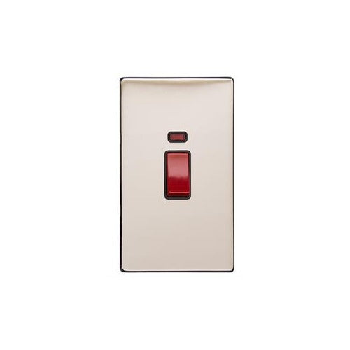Vintage Range Satin Nickel Switches & Sockets, X05 - 45A DP Cooker Switch with Neon (tall plate) by Heritage Brass By M-Marcus