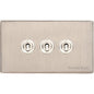 Vintage Range Satin Nickel Switches & Sockets, X05 - 3 Gang Toggle Switch by Heritage Brass By M-Marcus