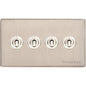 Vintage Range Satin Nickel Switches & Sockets, X05 - 4 Gang Toggle Switch by Heritage Brass By M-Marcus