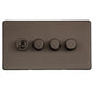 Vintage Range Matt Bronze Switches & Sockets, X09 - 4G Mixed Toggle Dimmer Switch 1xToggle 3xTED by Heritage Brass By M-Marcus
