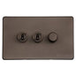 Vintage Range Matt Bronze Switches & Sockets, X09 - 3G Mixed Toggle Dimmer Switch 2xToggle 1xTED by Heritage Brass By M-Marcus