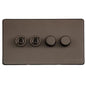 Vintage Range Matt Bronze Switches & Sockets, X09 - 4G Mixed Toggle Dimmer Switch 2xToggle 2xTED by Heritage Brass By M-Marcus