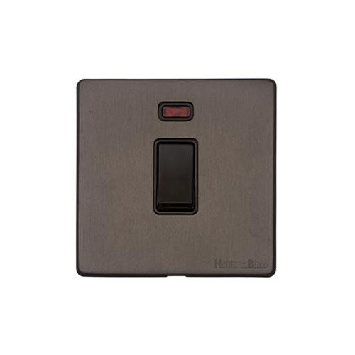 Vintage Range Matt Bronze Switches & Sockets, X09 - 20A Double Pole Switch with Neon by Heritage Brass By M-Marcus