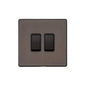 Vintage Range Matt Bronze Switches & Sockets, X09 - 2 Gang Rocker Switch by Heritage Brass By M-Marcus