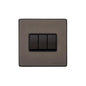 Vintage Range Matt Bronze Switches & Sockets, X09 - 3 Gang Rocker Switch by Heritage Brass By M-Marcus