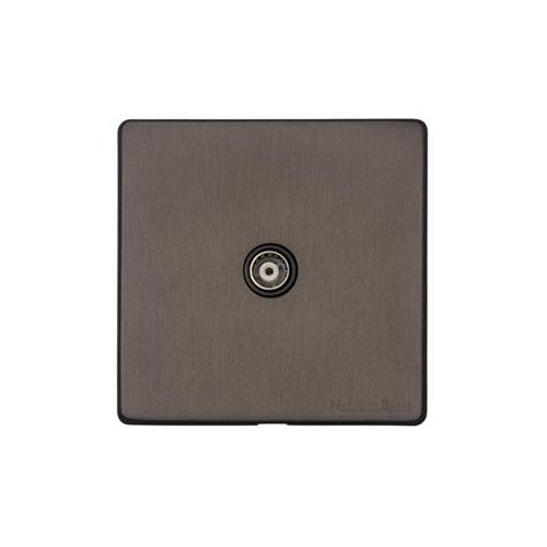 Vintage Range Matt Bronze Switches & Sockets, X09 - 1 Gang Non-Isolated TV Coaxial Socket by Heritage Brass By M-Marcus