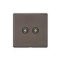 Vintage Range Matt Bronze Switches & Sockets, X09 - 2 Gang TV Coaxial Socket by Heritage Brass By M-Marcus