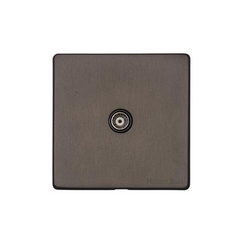 Vintage Range Matt Bronze Switches & Sockets, X09 - 1 Gang Isolated TV Coaxial Socket by Heritage Brass By M-Marcus