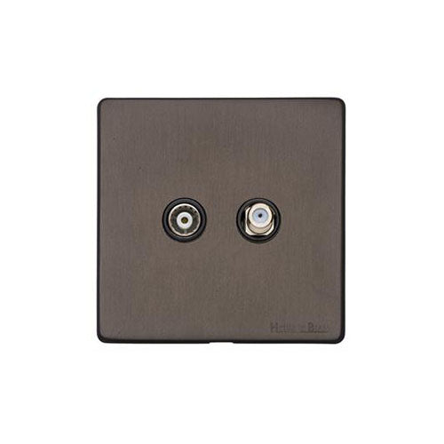 Vintage Range Matt Bronze Switches & Sockets, X09 - TV/Satellite Socket by Heritage Brass By M-Marcus