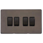 Vintage Range Matt Bronze Switches & Sockets, X09 - 4 Gang Rocker Switch by Heritage Brass By M-Marcus