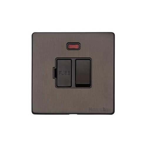 Vintage Range Matt Bronze Switches & Sockets, X09 - Switched Spur with Neon (13 Amp) by Heritage Brass By M-Marcus