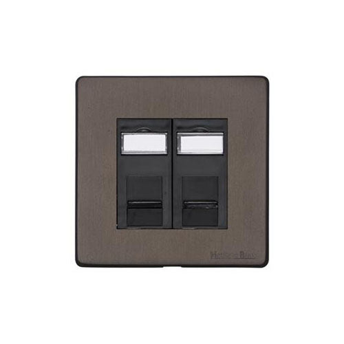 Vintage Range Matt Bronze Switches & Sockets, X09 - 2 Gang Secondary Line Socket by Heritage Brass By M-Marcus