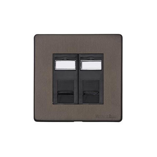 Vintage Range Matt Bronze Switches & Sockets, X09 - 2 Gang Master Line Socket by Heritage Brass By M-Marcus