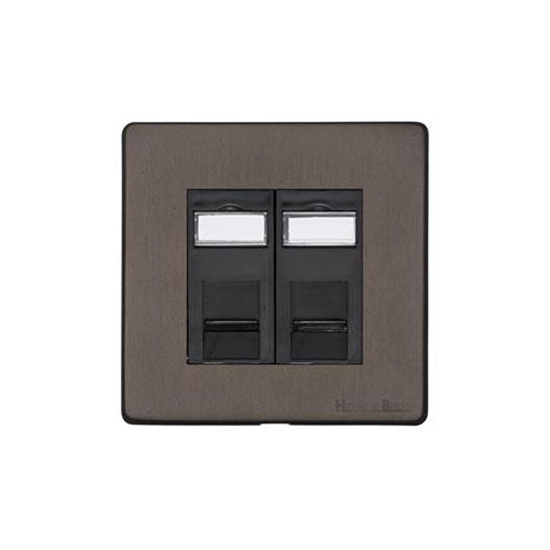 Vintage Range Matt Bronze Switches & Sockets, X09 - 2 Gang CAT6 by Heritage Brass By M-Marcus