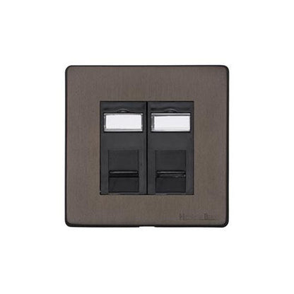 Vintage Range Matt Bronze Switches & Sockets, X09 - 2 Gang CAT6 by Heritage Brass By M-Marcus