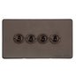 Vintage Range Matt Bronze Switches & Sockets, X09 - 4 Gang Toggle Switch by Heritage Brass By M-Marcus