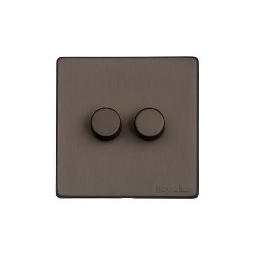 Vintage Range Matt Bronze Switches & Sockets, X09 - 2G Multi Location Primary Dimmer by Heritage Brass By M-Marcus