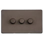 Vintage Range Matt Bronze Switches & Sockets, X09 - 3 Gang Dimmer 400 watts (Compatible with halogen/ incandescent bulbs) by Heritage Brass By M-Marcus