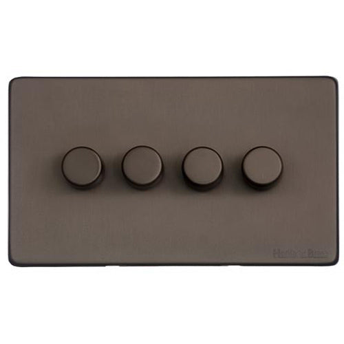 Vintage Range Matt Bronze Switches & Sockets, X09 - 4 Gang Dimmer 250 watts (Compatible with halogen/ incandescent bulbs) by Heritage Brass By M-Marcus