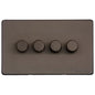 Vintage Range Matt Bronze Switches & Sockets, X09 - 4 Gang TED Dimmer (Compatible with LED Lamps) by Heritage Brass By M-Marcus