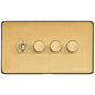 Vintage Range Satin Brass Switches & Sockets, X44 - 4G Mixed Toggle Dimmer Switch 1xToggle 3xTED by Heritage Brass By M-Marcus