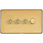 Vintage Range Satin Brass Switches & Sockets, X44 - 4G Mixed Toggle Dimmer Switch 3xToggle 1xTED by Heritage Brass By M-Marcus