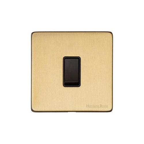 Vintage Range Satin Brass Switches & Sockets, X44 - 1 Gang Intermediate Rocker Switch by Heritage Brass By M-Marcus
