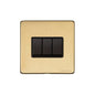 Vintage Range Satin Brass Switches & Sockets, X44 - 3 Gang Rocker Switch by Heritage Brass By M-Marcus