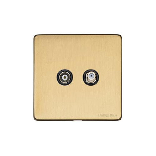 Vintage Range Satin Brass Switches & Sockets, X44 - TV/Satellite Socket by Heritage Brass By M-Marcus