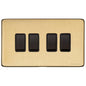 Vintage Range Satin Brass Switches & Sockets, X44 - 4 Gang Rocker Switch by Heritage Brass By M-Marcus