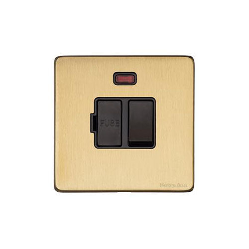 Vintage Range Satin Brass Switches & Sockets, X44 - Switched Spur with Neon (13 Amp) by Heritage Brass By M-Marcus