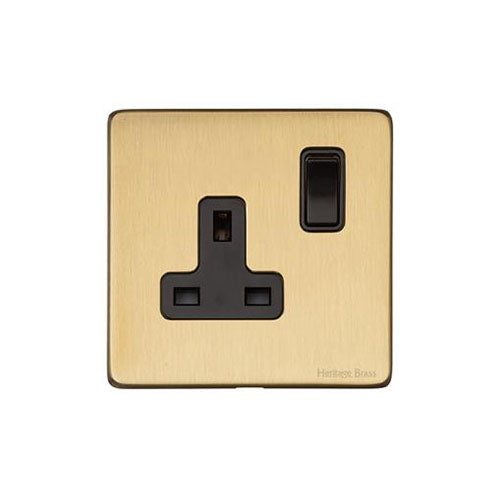 Vintage Range Satin Brass Switches & Sockets, X44 - Single Socket (13 Amp) by Heritage Brass By M-Marcus