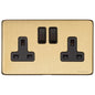 Vintage Range Satin Brass Switches & Sockets, X44 - Double Socket (13 Amp) by Heritage Brass By M-Marcus