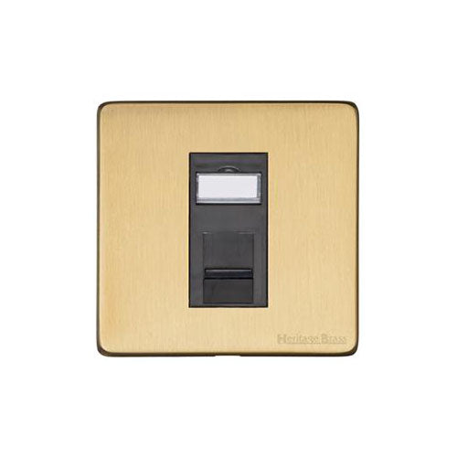 Vintage Range Satin Brass Switches & Sockets, X44 - 1 Gang CAT6 by Heritage Brass By M-Marcus