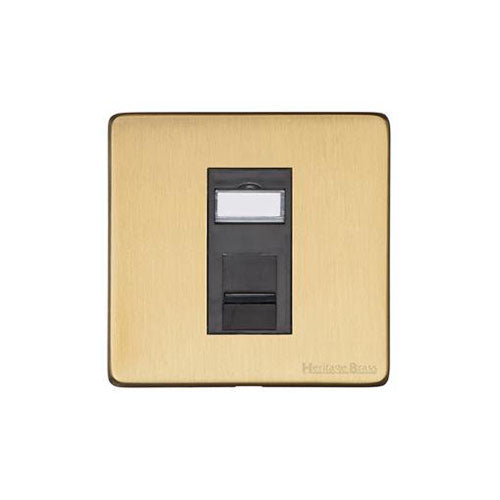 Vintage Range Satin Brass Switches & Sockets, X44 - 1 Gang RJ11 by Heritage Brass By M-Marcus