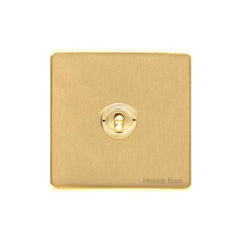 Vintage Range Satin Brass Switches & Sockets, X44 - 1 Gang Intermediate Toggle Switch by Heritage Brass By M-Marcus