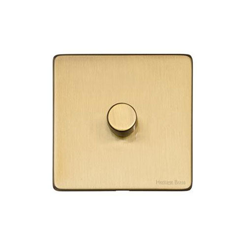 Vintage Range Satin Brass Switches & Sockets, X44 - 1 Gang Dimmer 400 watts (Compatible with halogen/ incandescent bulbs) by Heritage Brass By M-Marcus