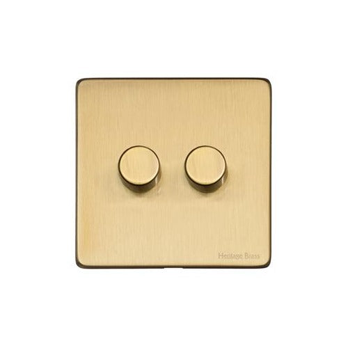 Vintage Range Satin Brass Switches & Sockets, X44 - 2G Multi Location Secondary Dimmer by Heritage Brass By M-Marcus