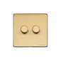 Vintage Range Satin Brass Switches & Sockets, X44 - 2 Gang Dimmer 400 watts (Compatible with halogen/ incandescent bulbs) by Heritage Brass By M-Marcus
