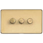 Vintage Range Satin Brass Switches & Sockets, X44 - 3 Gang TED Dimmer (Compatible with LED Lamps) by Heritage Brass By M-Marcus