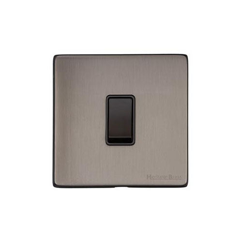 Vintage Range Satin Black Nickel Switches & Sockets, X66 - 1 Gang Intermediate Rocker Switch by Heritage Brass By M-Marcus