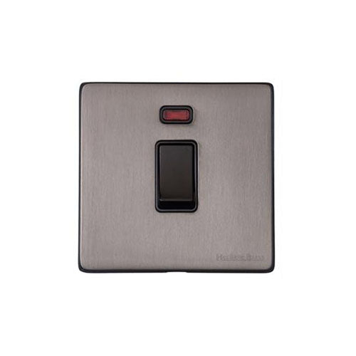 Vintage Range Satin Black Nickel Switches & Sockets, X66 - 20A Double Pole Switch with Neon by Heritage Brass By M-Marcus
