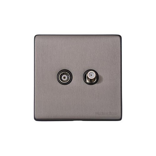 Vintage Range Satin Black Nickel Switches & Sockets, X66 - TV/Satellite Socket by Heritage Brass By M-Marcus