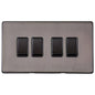 Vintage Range Satin Black Nickel Switches & Sockets, X66 - 4 Gang Rocker Switch by Heritage Brass By M-Marcus