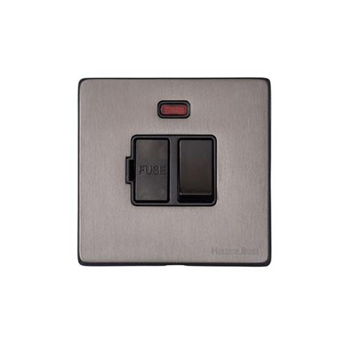 Vintage Range Satin Black Nickel Switches & Sockets, X66 - Switched Spur with Neon (13 Amp) by Heritage Brass By M-Marcus